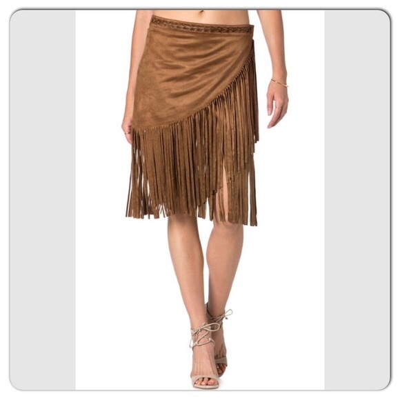 Miss Me Dresses & Skirts - Miss Me Faux Suede Fringe Western Mini Skirt
